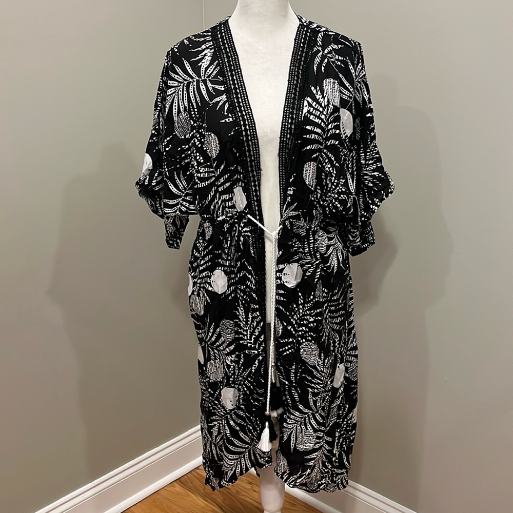 Blue Island Black and White Swim Coverup